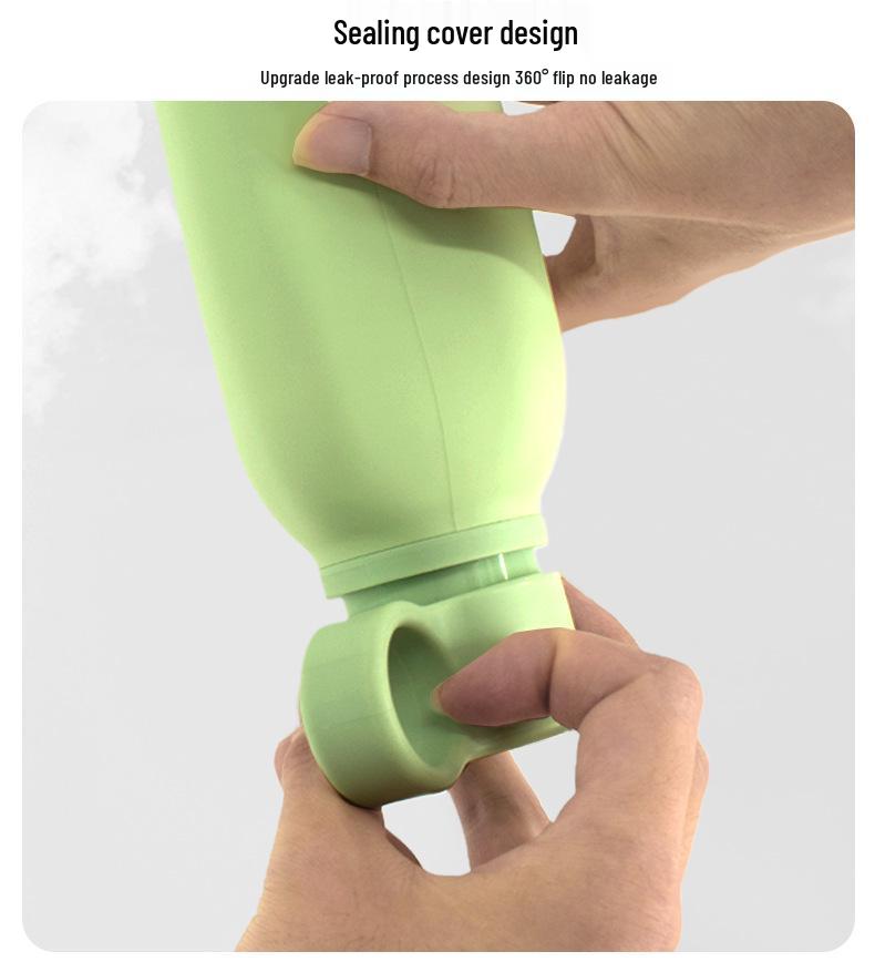 American-Style Silicone Sports Water Bottle - Food Grade, Heat Resistant, Drop-Proof, Matte Finish, Portable for Outdoor Use