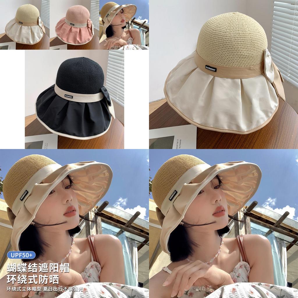 Stylish Summer Sun Hat For Women With Wide Brim And Bowknot Uv Protection