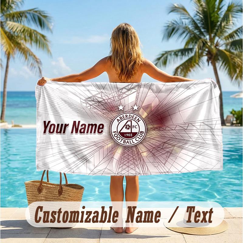 Custom Text Beach Towel, Soft Absorbent Swimming Multi-use TowelAberdeen FC