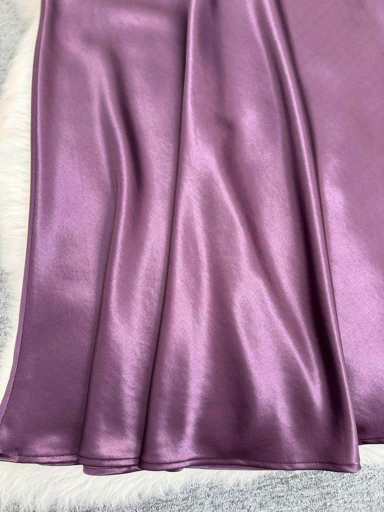 European-South African Satin Fishtail Maxi Skirt – Elegant Resort Style