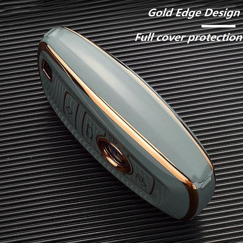 TPU Golden Edge Style Car Key Case Cover Shell Fob For BMW X3 X5 X6 F30 F34 F10 F20 G20 G30 G01 G02 G05 F15 F16 1 3 5 7 Series