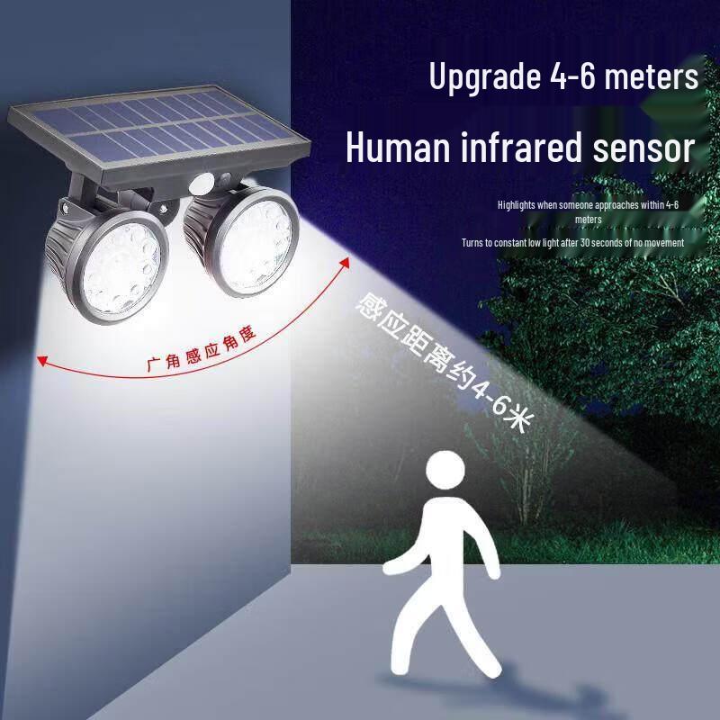 Solar Powered Dual-Head Outdoor Spotlight
