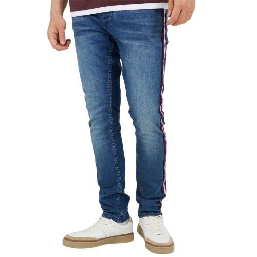 BRAVE SOUL Mens Contrast Striped Taped Jeans