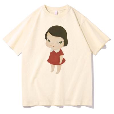 Yoshitomo Nara Red Dress Girl Graphic Print Tshirt  Women Fashion Cartoon Harajuku T-shirts Cute Funny T Shirt