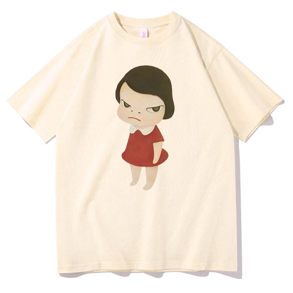 Yoshitomo Nara Red Dress Girl Graphic Print Tshirt Women Fashion Cartoon Harajuku T-shirts Cute Funny T Shirt