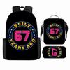 Luxury Popular Cool Novelty 67 six seven 3D Print 3pcs/Set pupil School Bags Laptop Daypack Backpack Lunch bag Pencil Case