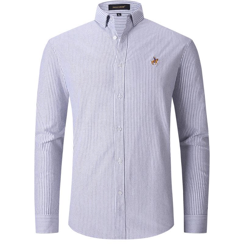 Men's European-Size Pure Cotton Oxford Long Sleeve Business Casual Shirt
