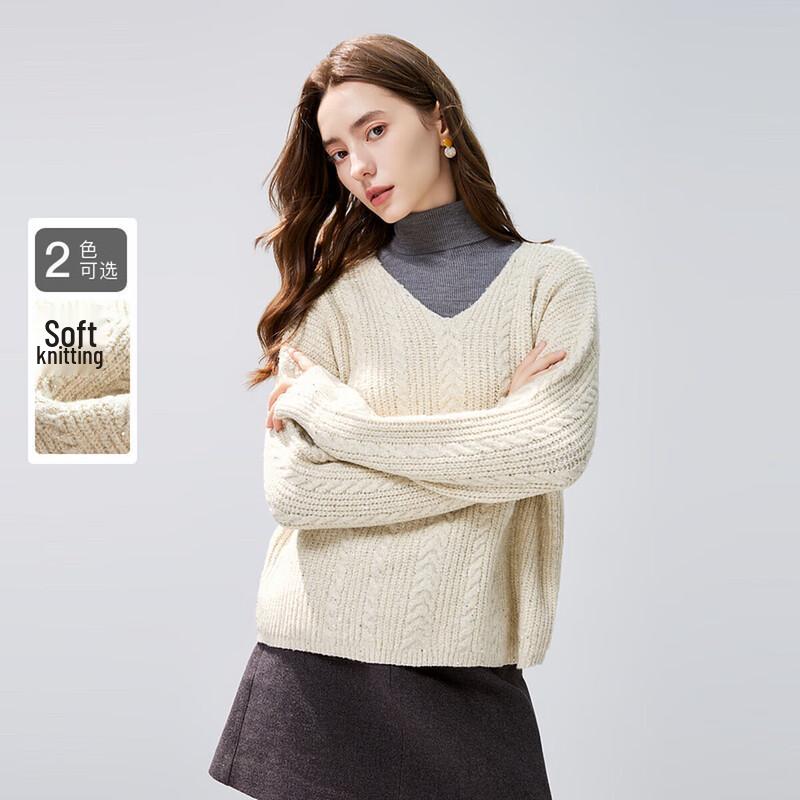 Women s Casual V-Neck Loose Knit Sweater L
