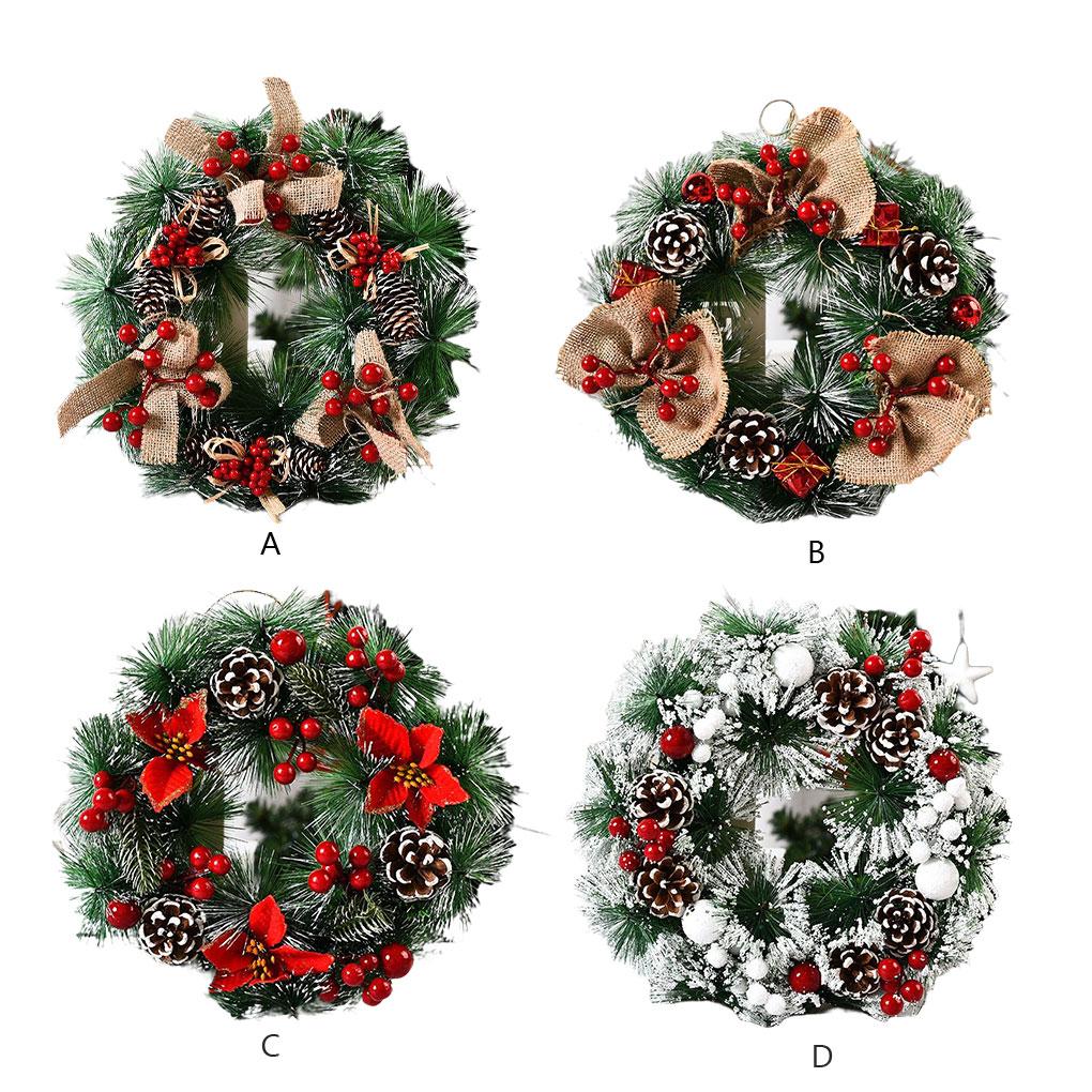 PVC Christmas Wreath Artificial Garland Decorations Household Decor Wall Door Flowers Hanging Ornaments Xmas Garlands