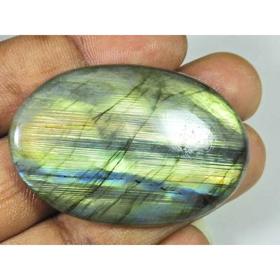 111 Karat. Natürlicher Labradorit Ovaler Kristall Cabochon loser Edelstein 33x52MM SK-1954