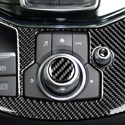 2Pcs Real Carbon Fiber Car Center Console Multimedia Volume Button Cover Trim Sticker For Mazda 3 Mazda 6 CX-9 CX-5 Interior