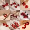 Retro Red Heart Flower Geometric Silver Earrings: Elegant Autumn & Winter Accessories for Women