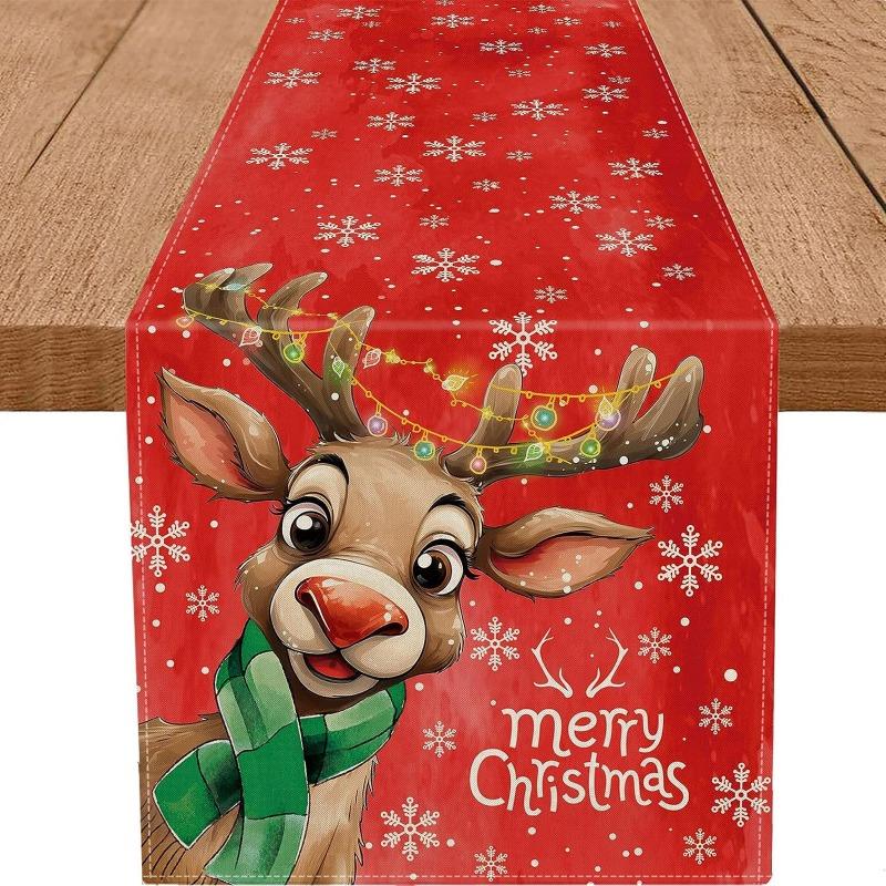 Christmas Table Runner Christmas Party Decor Rectangular Tablecloth for Festival Catering Decoration