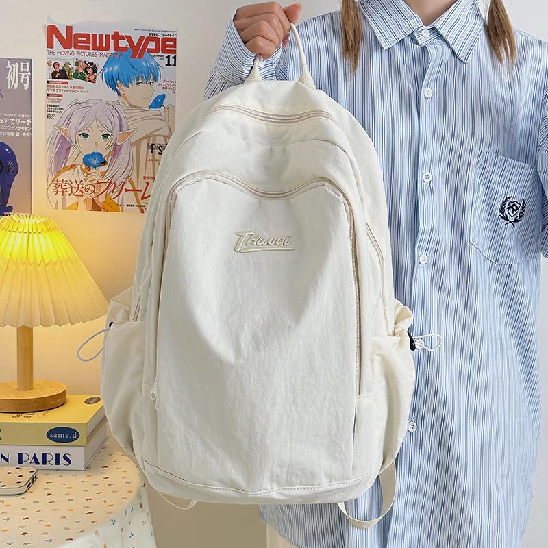 Korean version ins style solid color small fresh schoolbag women, junior high school girls, high school students backpack light travel backpack