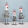 3Pcs Hand Painted Chicken Ornament Wood Chicken Figurine Rooster Gifts