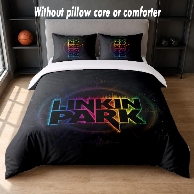 Linkin Park Design Bed Bedding Set 1 Duvet Cover + 2 Pillowcases Soft Breathable Household Bed Linens