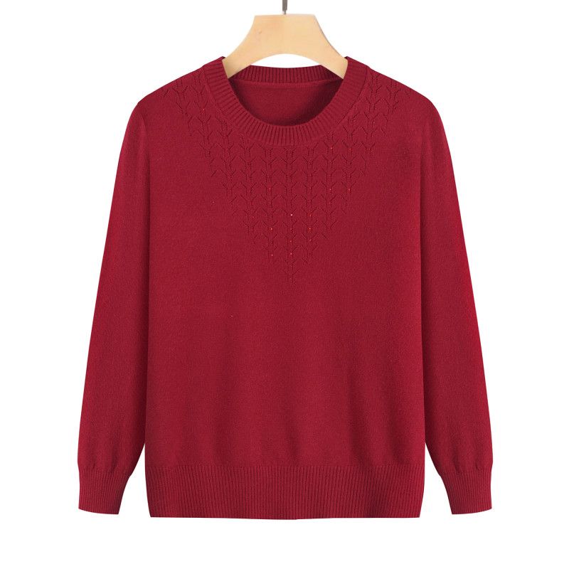 New Autumn Style Middle-aged Mother Wears Bottoming Pullover Elderly Grandma Sweater Top