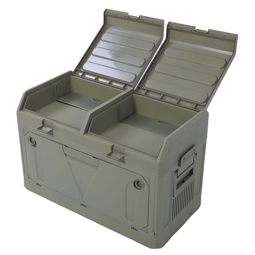 Outdoor Storage Box 2 Tier Large Capacity Foldable Stackable Water Proof Dust Proof Camping Storage Bin for Picnic Gears Snacks Clothes OD Green