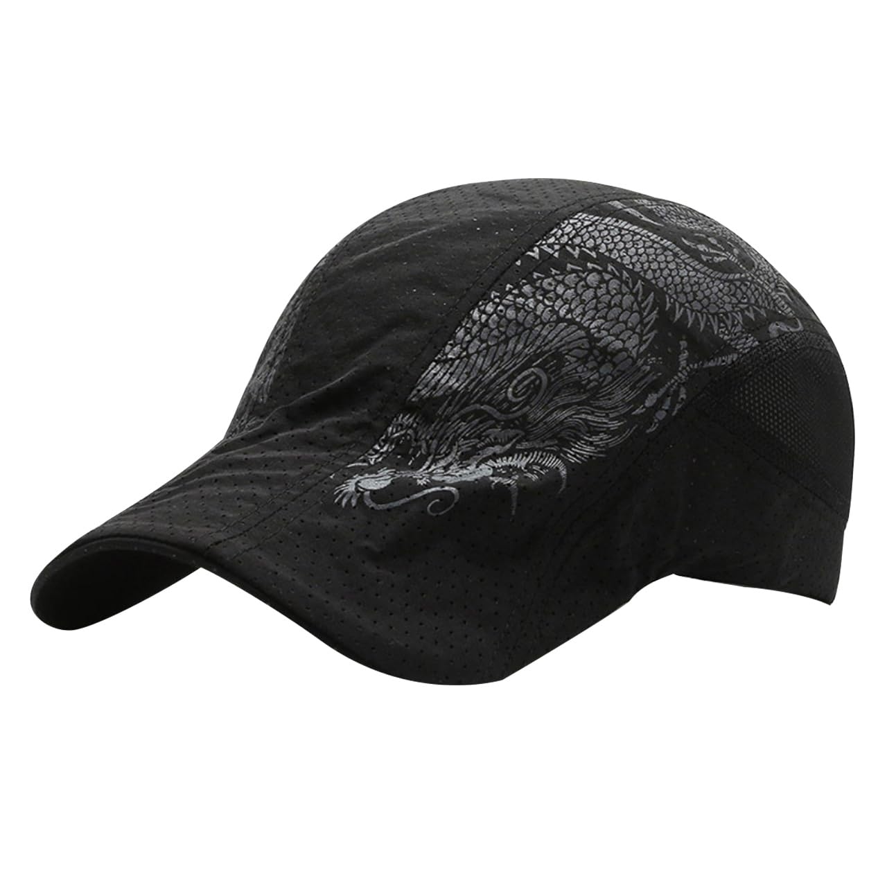

CA770 [White Fang] Hat, Dragon, Cool, Dragon, Brim, Cap, Casual, Stylish, Cool, Men s (Black) чёрный