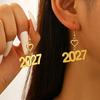 2026 New Year Geometric Glitter Minimalist Hollow Earrings