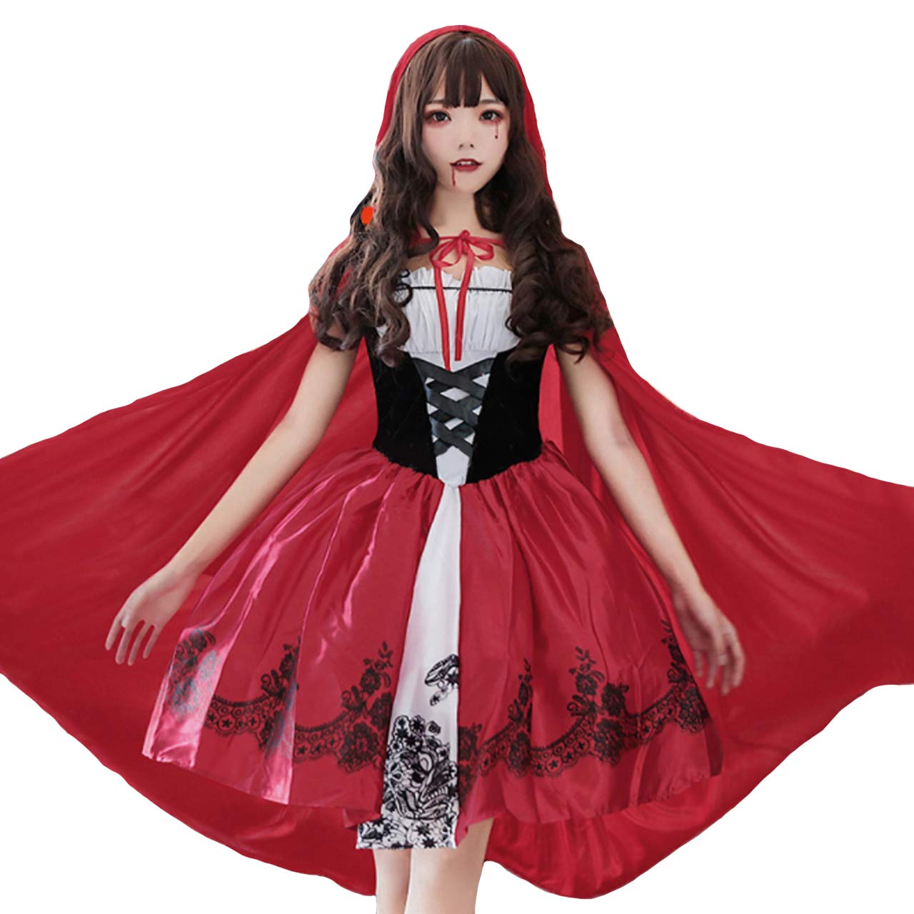 

Little Red Riding Hood Christmas Halloween Cosplay with Cloak [Milky Time] Women s