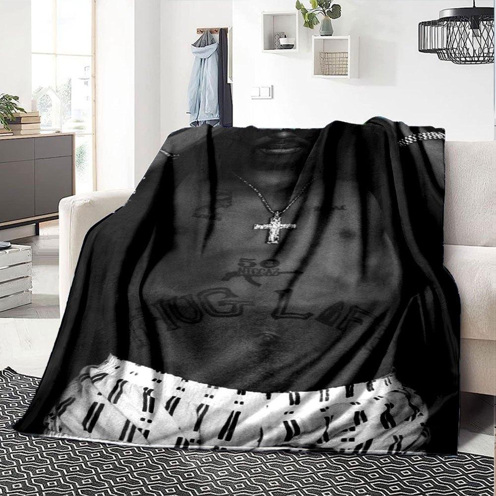 1 Stück 2Pac Hip Hop Decke Weich Leicht Ganzjahres Mehrzweck Überwurf für Sofa, Bett, Büro & Picknicks, Französischer Stil mit Ikonischem Albumcover & Zitaten