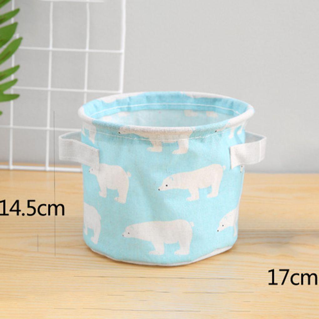 Tier Baumwolle Leinen Schreibtisch Aufbewahrungsbox Halter Schmuck Kosmetik Schreibwaren Organizer Etui Zuhause Büro Runde Aufbewahrungskorb