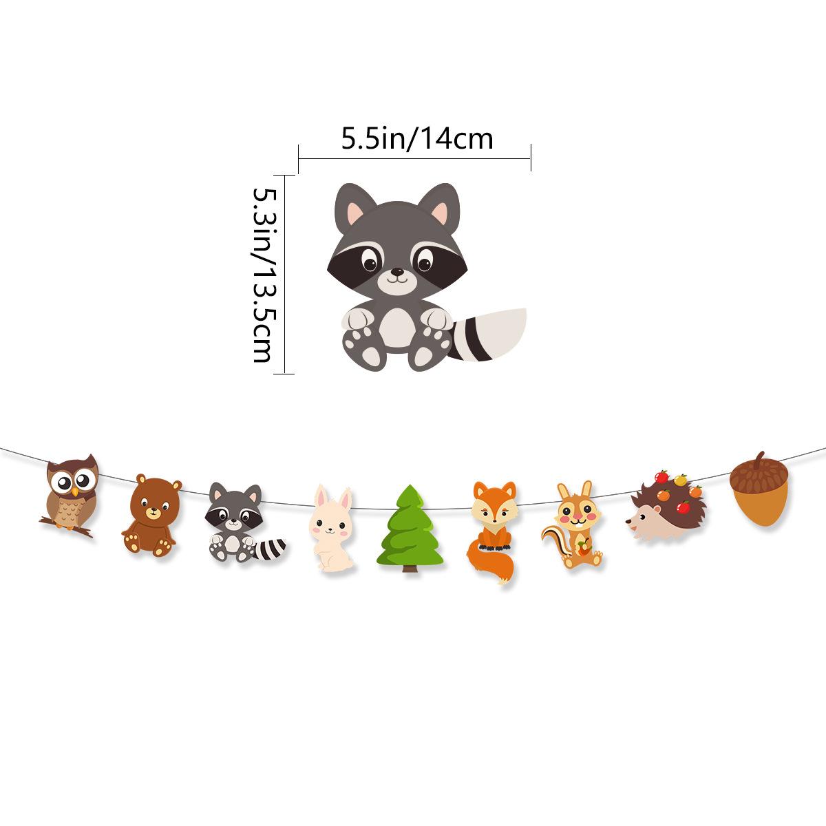 

Mori Small Animal Birthday Flag Latte Flower Spiral Pendant Set Fox Hedgehog Birthday Banner Animal Flower