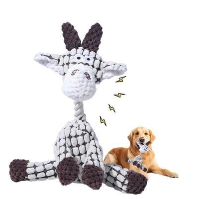 Indestructible Plush Dog Toy for Aggressive Chewers Squeaky Chew Toy Dogs Teething Support Interactive Pet Toy for All Dog Breeds