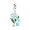 925 Silver Iris Cherry Blossom Beaded Pendant Bracelet Necklace Set Jewelry Accessories