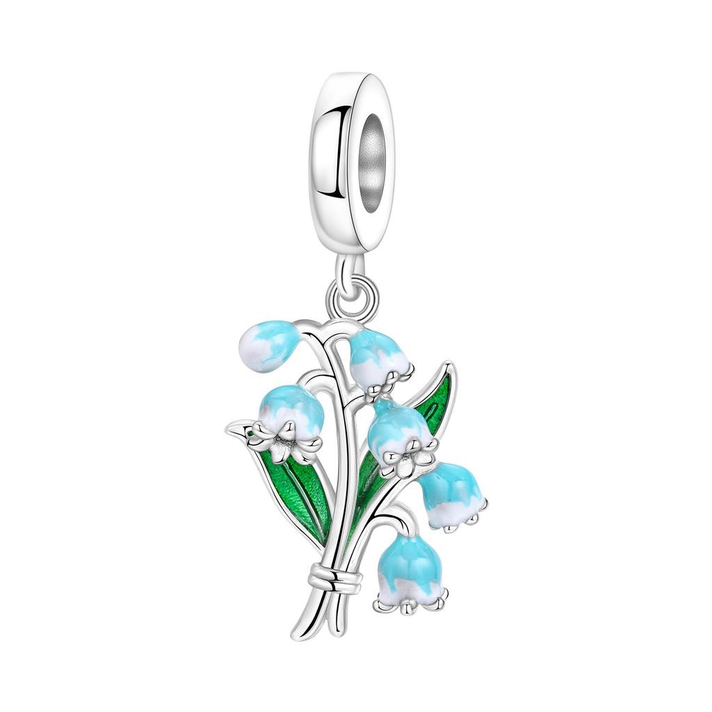 925 Silver Iris Cherry Blossom Beaded Pendant Bracelet Necklace Set Jewelry Accessories