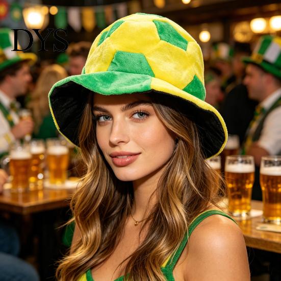 Soft Plush Sports Hat Adults Comfortable Universal Fit Football Cap Yellow Green Shape Party Carnival Cheering Tool Fan Accessory
