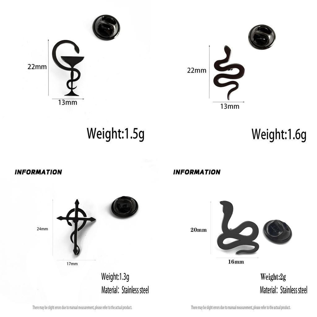 Symbol Culture Stainless Steel Brooch, Ancient Mythological Serpent Symbol Badge, Jewelry for Health and Guardianship.