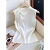 Elegant Bow Tied Silk Satin Off Shoulder Sleeveless Top Women Basic Tank Top High Waist Lady Office Casual Cropped T Shirt