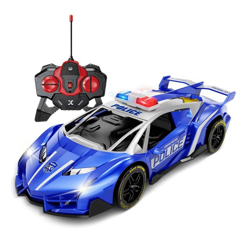 Coche de policía a control remoto con luces para niños juguete de carreras teledirigido
