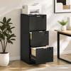 Filing Cabinet, Fluted Vertical File Cabinet with 3 Lockable Drawers and Hanging Rails, Black
