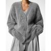 European and American Style Loose Fluffy Knit Cardigan V-Neck Long-Sleeve Imitation Mink Velvet Sweater Coat