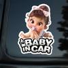 2pc Baby In Car- Youngsters Safety Vinyl Decals 4.13''x5.91''- Baby On Board Waterproof Stickers for Car Windows, Bumper & Rear Window - To Alert