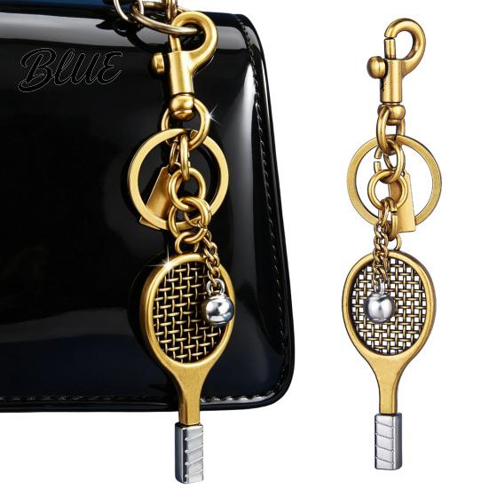 Tennis Keychain Pendant Sports Style Mini Racket Ball Engraved Design
