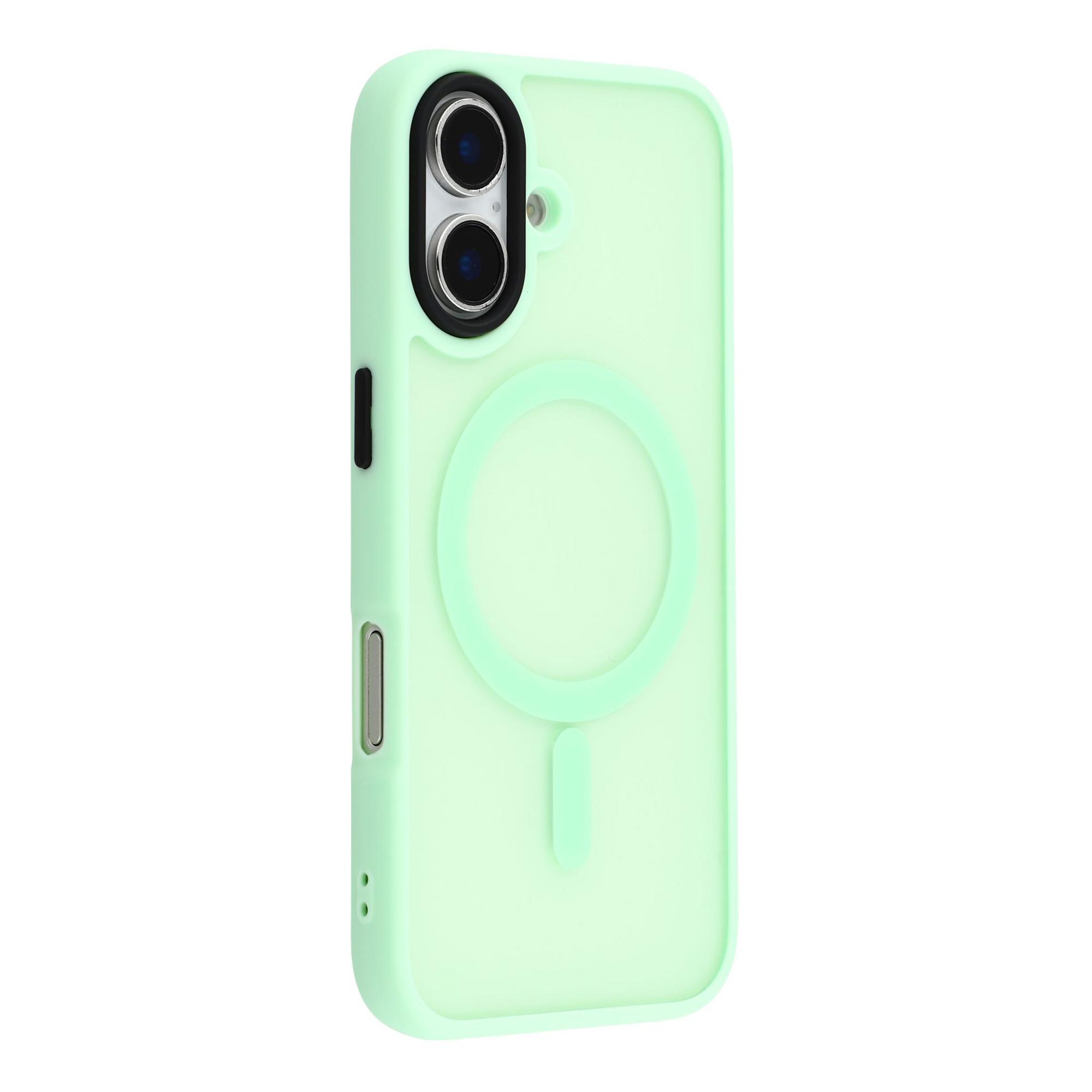 

For iPhone 16 Case Compatible with MagSafe Skin-Touch PC+TPU Phone Cover Mint Green