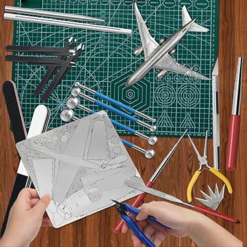 23pcs Metal Puzzle Tool Kit,Metal Model Tool Kit Includ Plier Bending Assist Tools File Flat Tweezers Wire Wrapping Rod