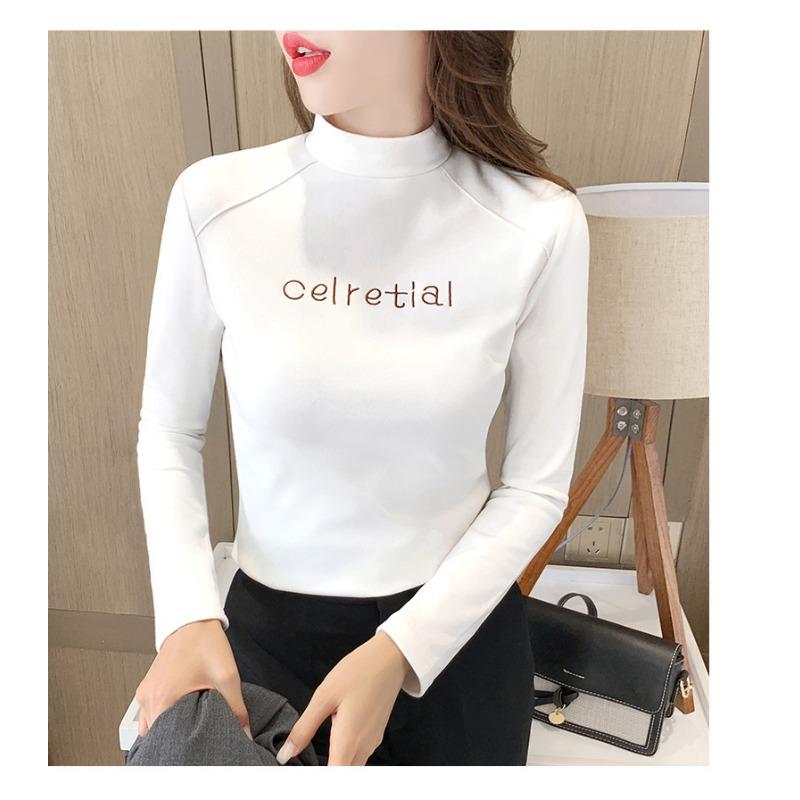 Half High Collar Undershirt Long Sleeved T-shirt Women's Top