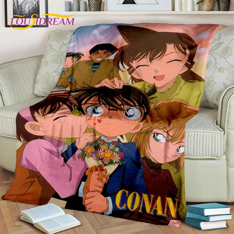 Kreskówka HD Detektyw Conan Anime Koc 3D, Miękki koc do rzucania na dom, sypialnię, łóżko, sofę, na piknik, w podróży, do biura, koc okrywowy dla dzieci