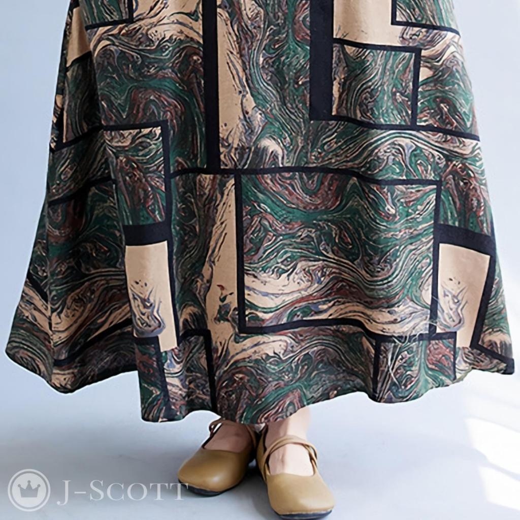 J-Scott Women's Long Sleeveless A-Line Dress in Earth Tones (Limited Stock) - Green (JS145-GR-M)