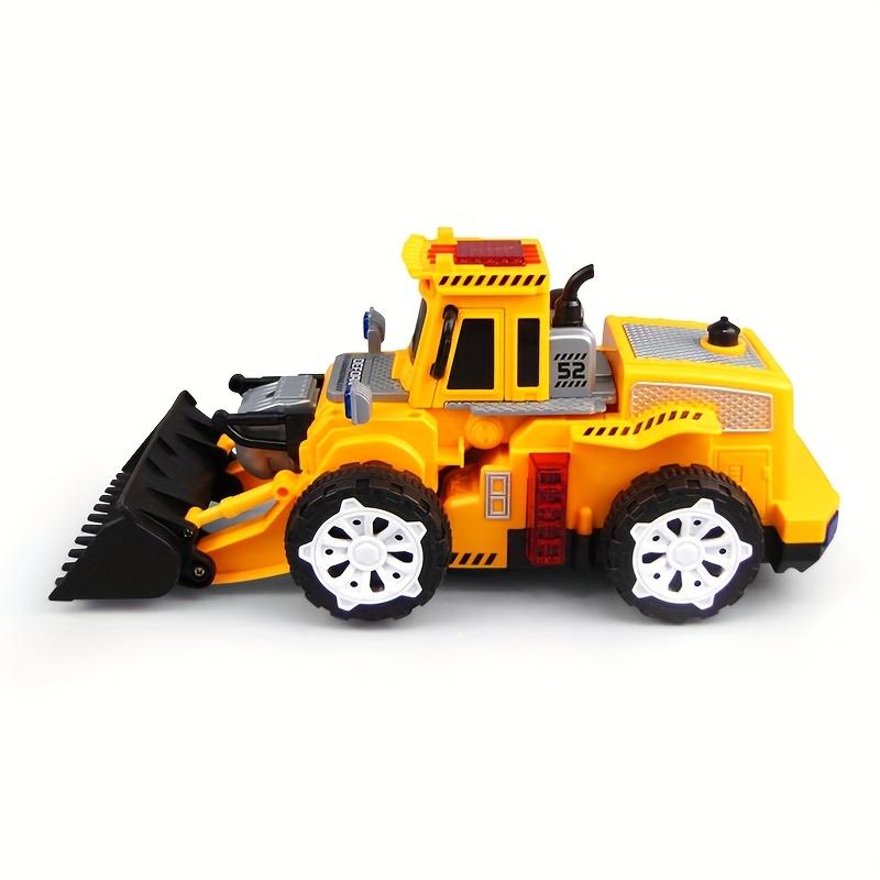 New Style Cool Yellow Transformable Construction Vehicle, Plastic Material with Obstacle Avoidance, Music and Lighting Effects, Gift, Holiday Present