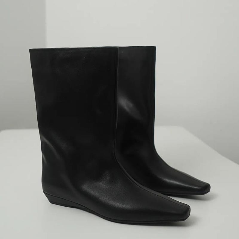 Designer Slip On Women Knight Boots Fashion Wedges Low Heel Dancing Dress Shoes Street Style Banquet Party Short Botas Mujer