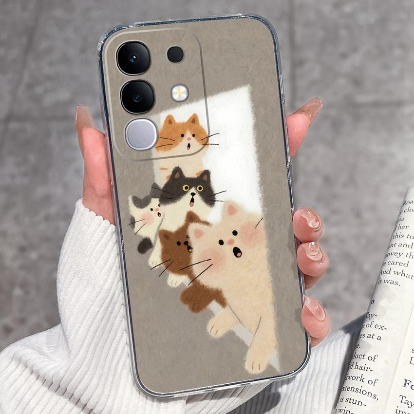 Shockproof Silicone Phone Cases For Vivo Y29 Y29s Y28 Y27 Y27t Y22 Y22s Y21 Y21e Y21s Y20 Y20i Beautiful Lavender Pattern Clear Covers For Vivo Casing