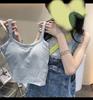 Korean Style Women's Camisole Vest with Fixed Cups, Anti-Exposure Sports Tube Top (Wire-Free)