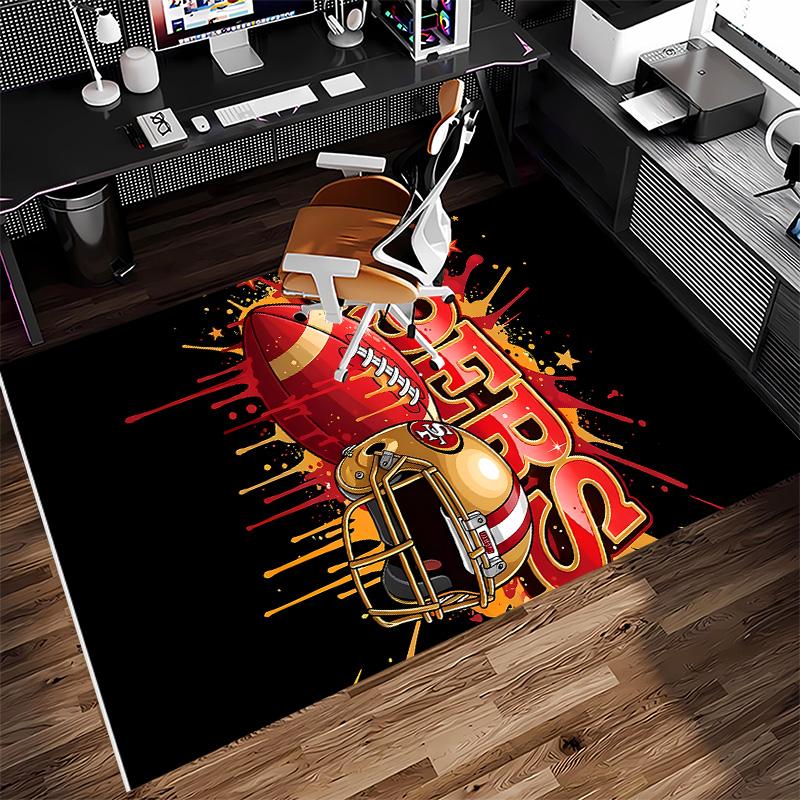 San Francisco 49ers LOGO Print Area Rug - Soft, Washable Non-Slip Indoor Mat for Office Chairs, Living Room, Home Office Decorative Rug