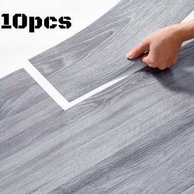 10pcs 40x15cm Floor Sticker Wall Sticker Modern Self-adhesive Thick PVC Wood Grain Floor Sticker Living Room Bedroom Decoration